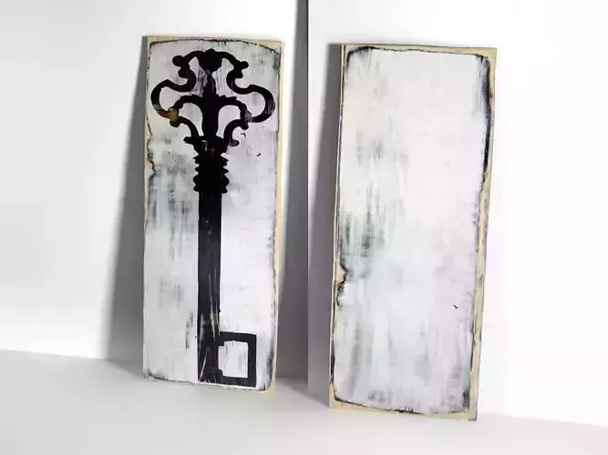 Skeleton Key Distressed Sign 3D model