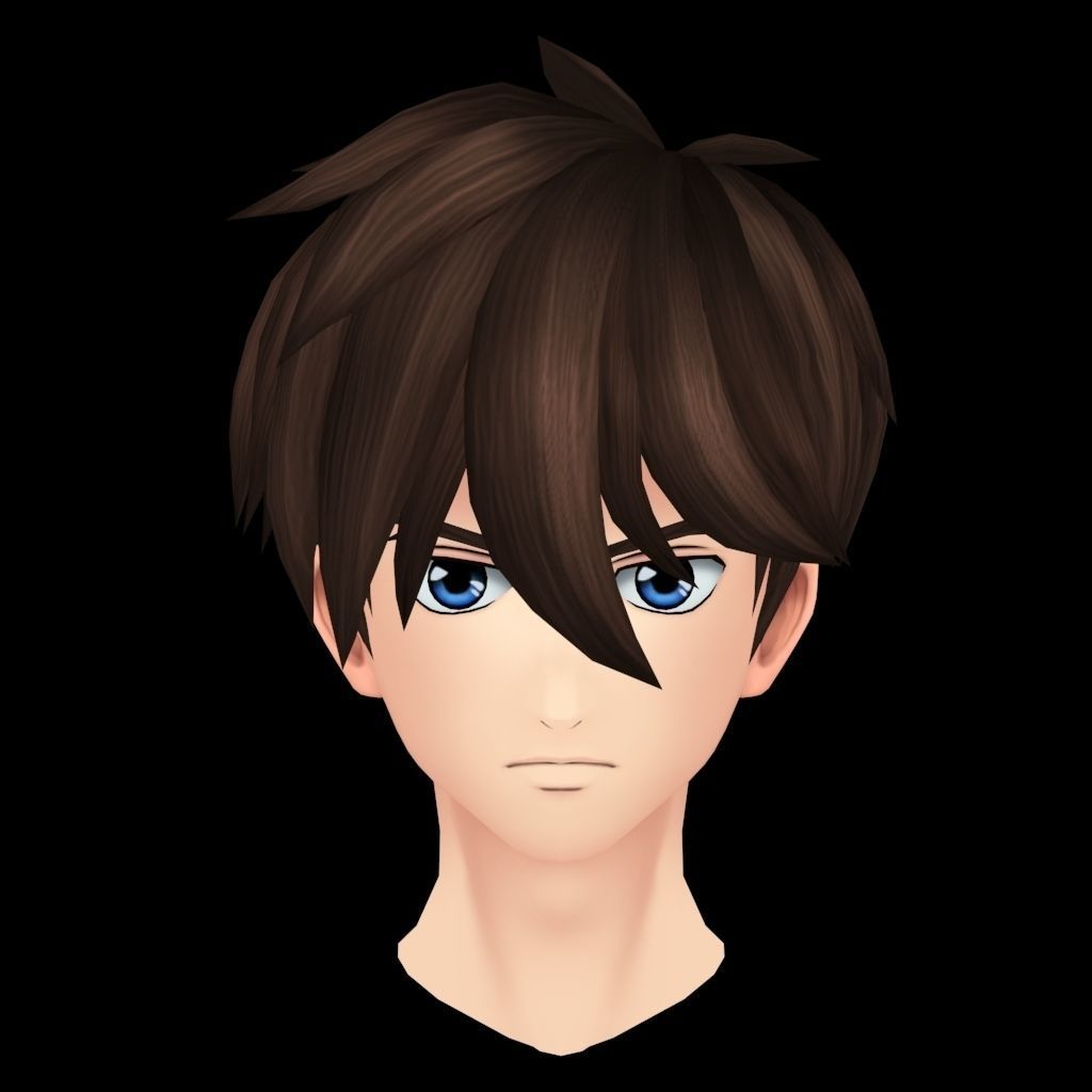 Anime Head model  Gundam Series- Boy Low-poly 3D model_1