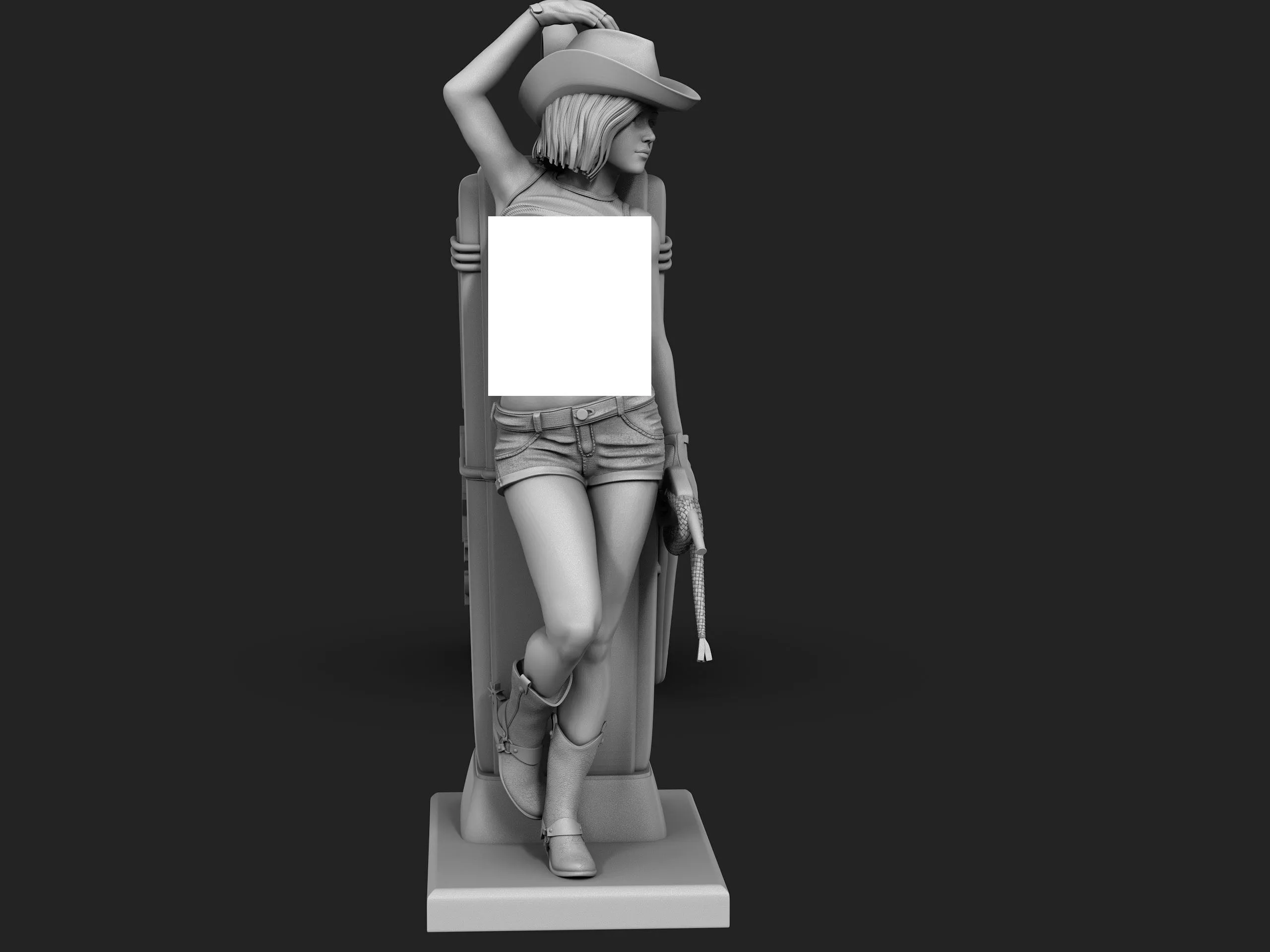 cowboy girl gas station 3D print model