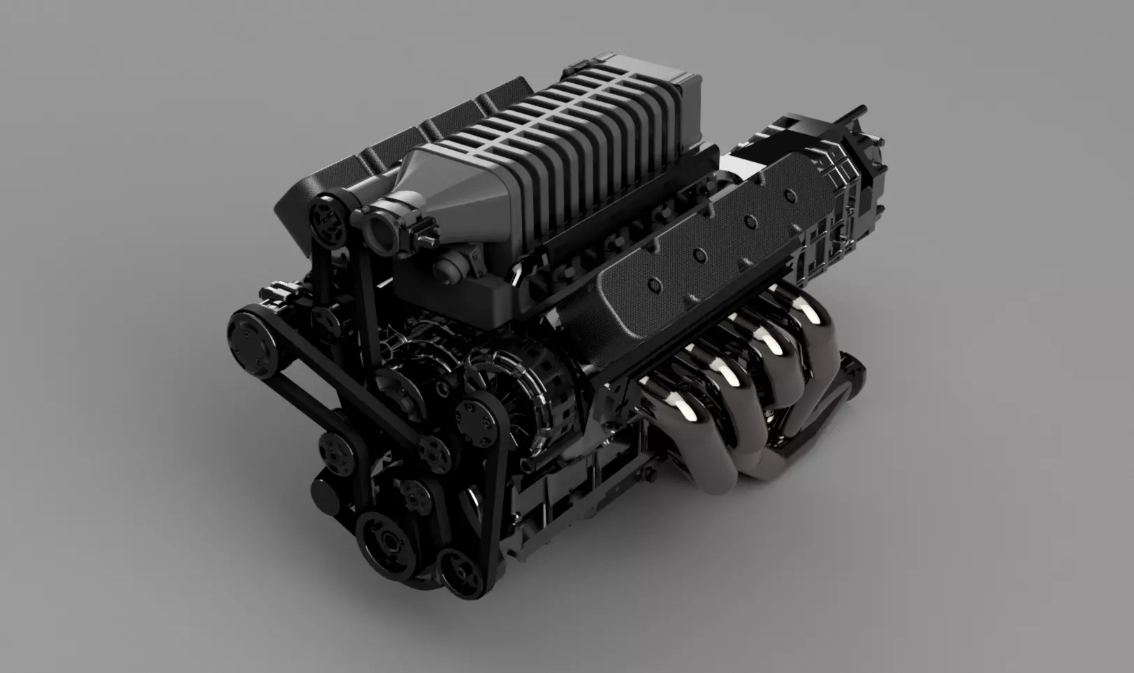 LS engine with Whipple compressor 3D print model