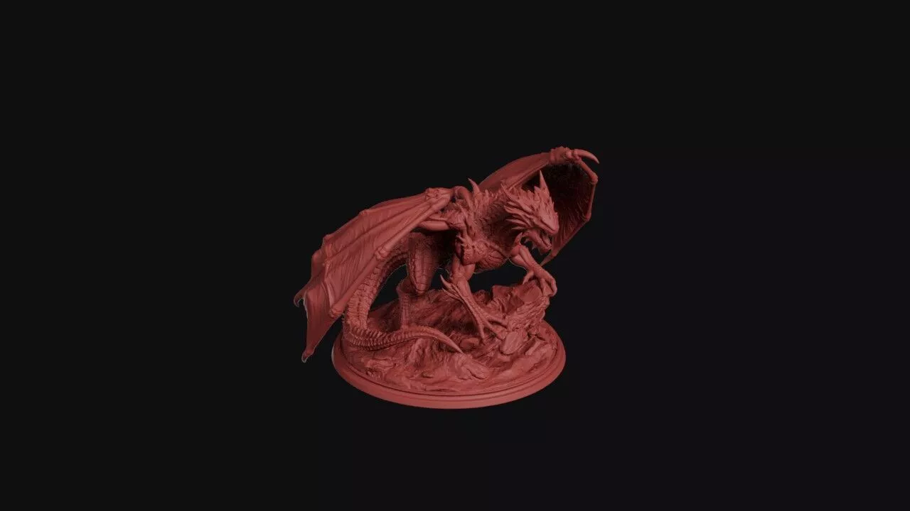 Infernal Fire Dragon Beast Sculpture 3D print model
