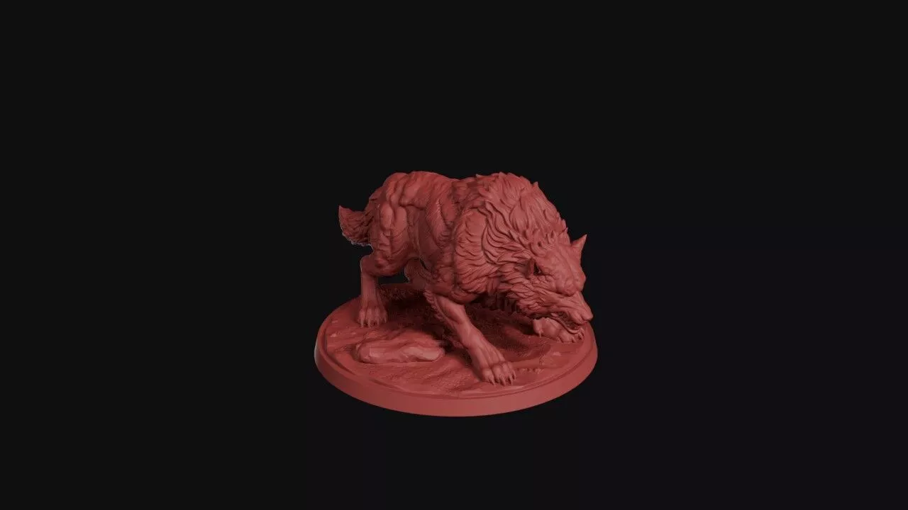Bulky Heavy Dire Wolf Miniature 3D print model