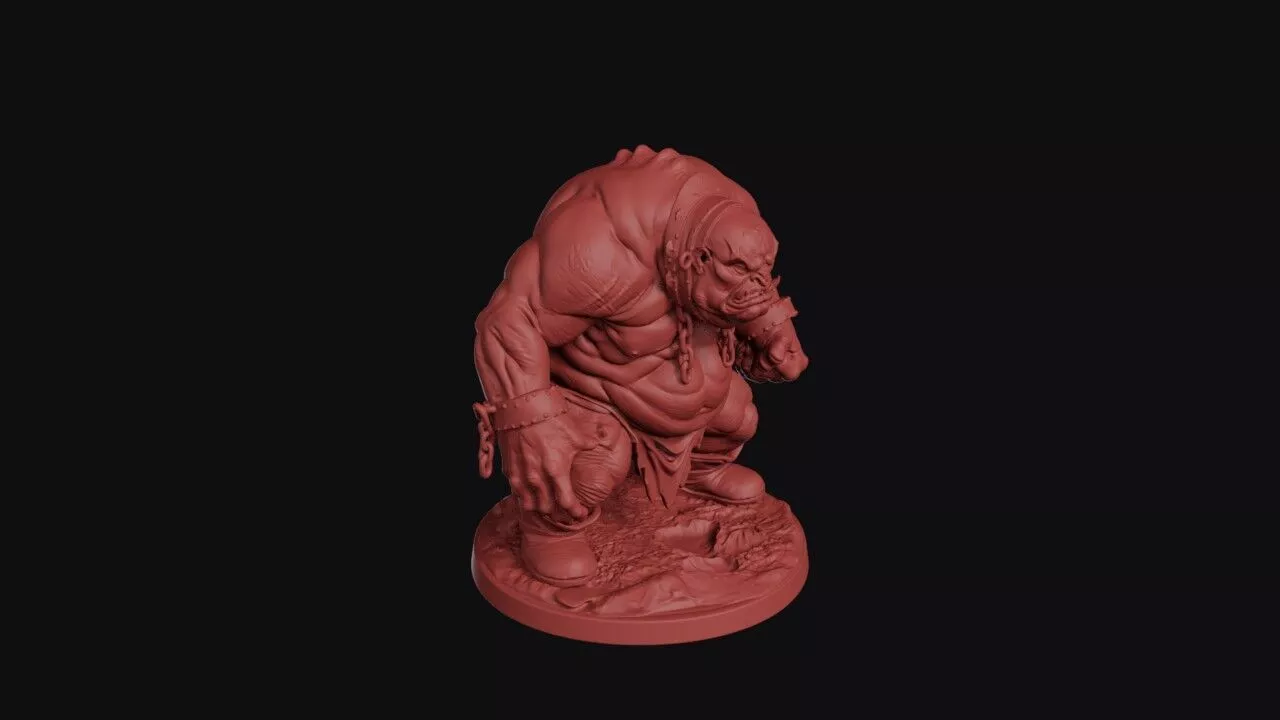 Bulky Corpulent Ogre Slave Miniature 3D print model
