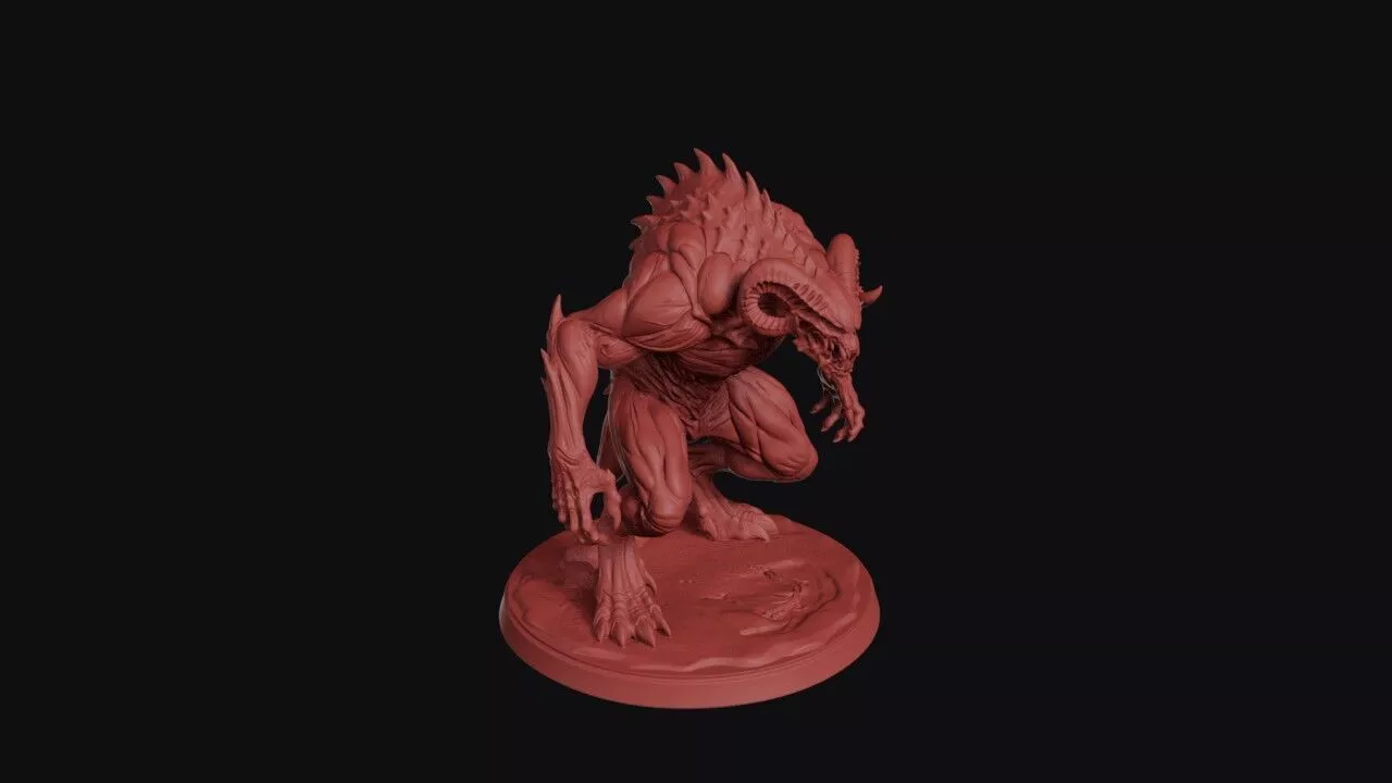 Demonic Horned Monster Beast Miniature 3D print model