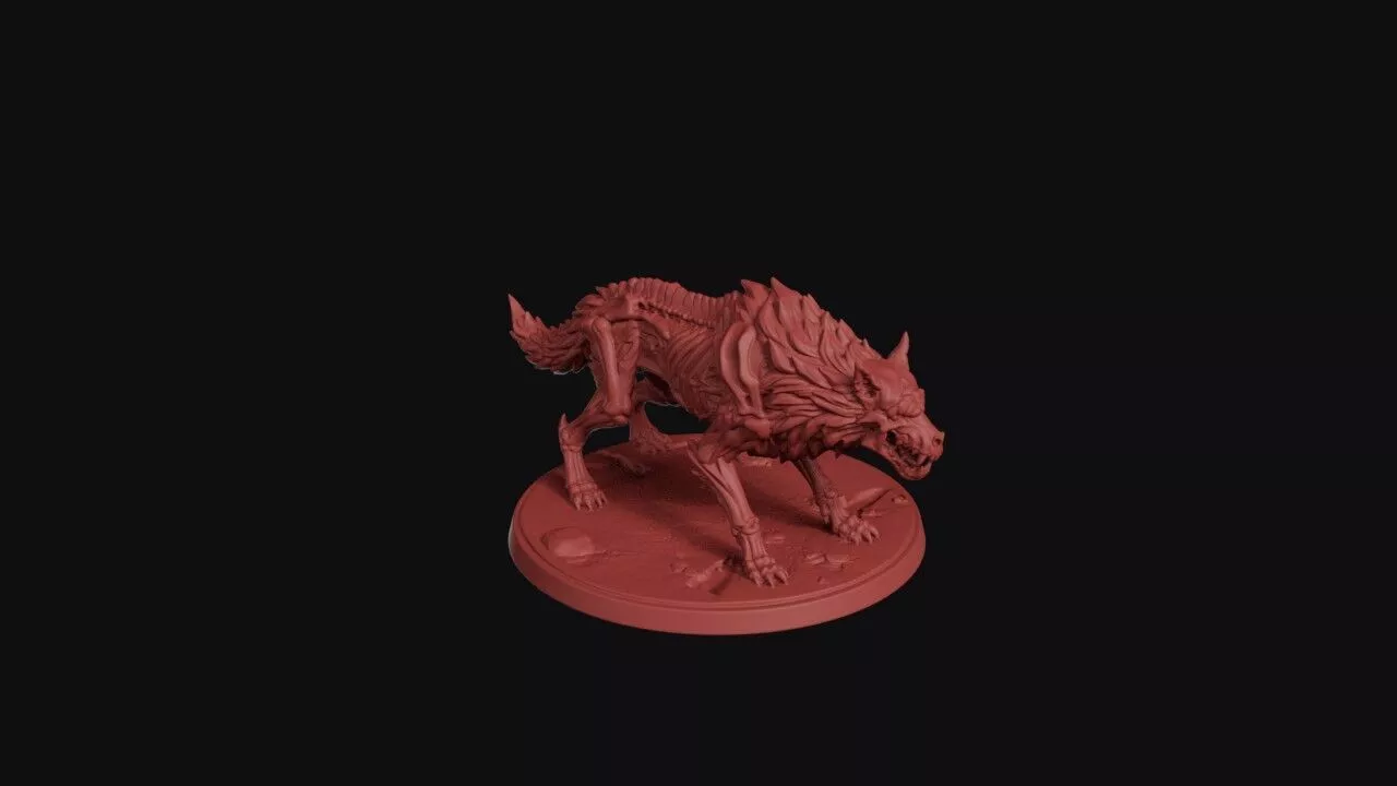 Skeletal Undead Wolf Beast Miniature 3D print model