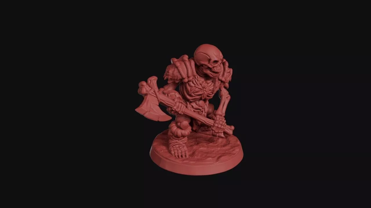 Skeletal Undead Dwarf Fighter Miniature 3D print model