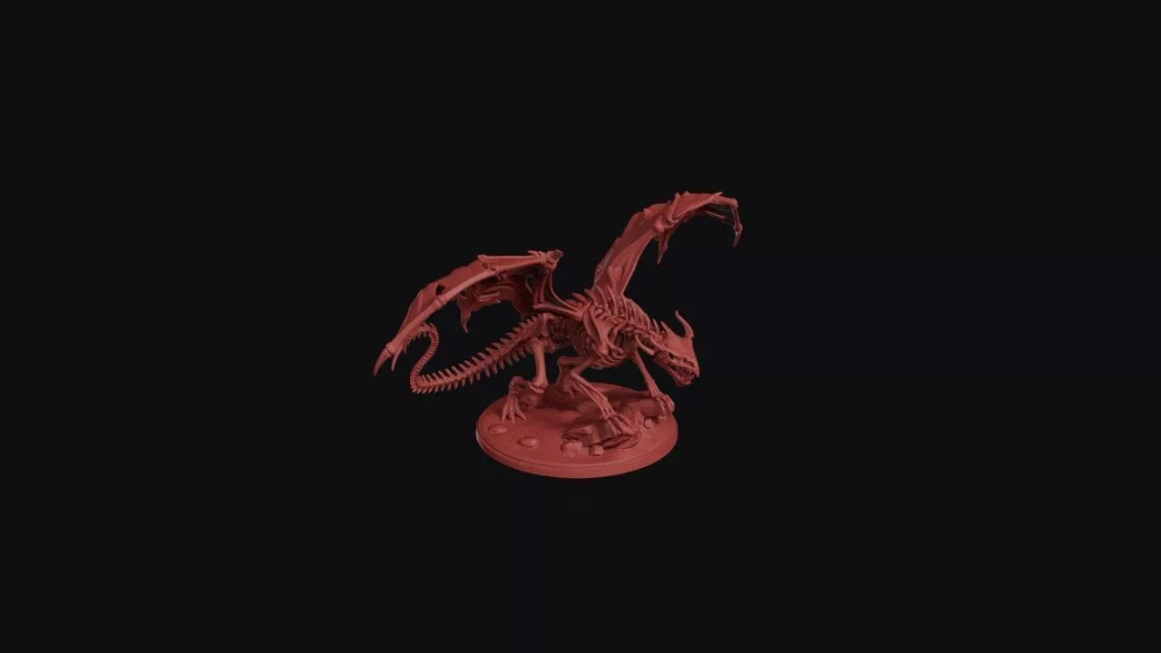 Skeletal Dracolich Bone Dragon Sculpture 3D print model