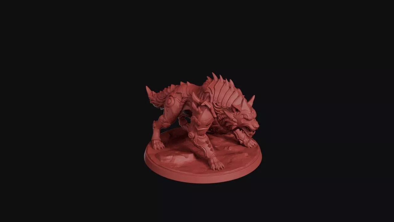 Armored Cyborg Wolf Beast Miniature 3D print model