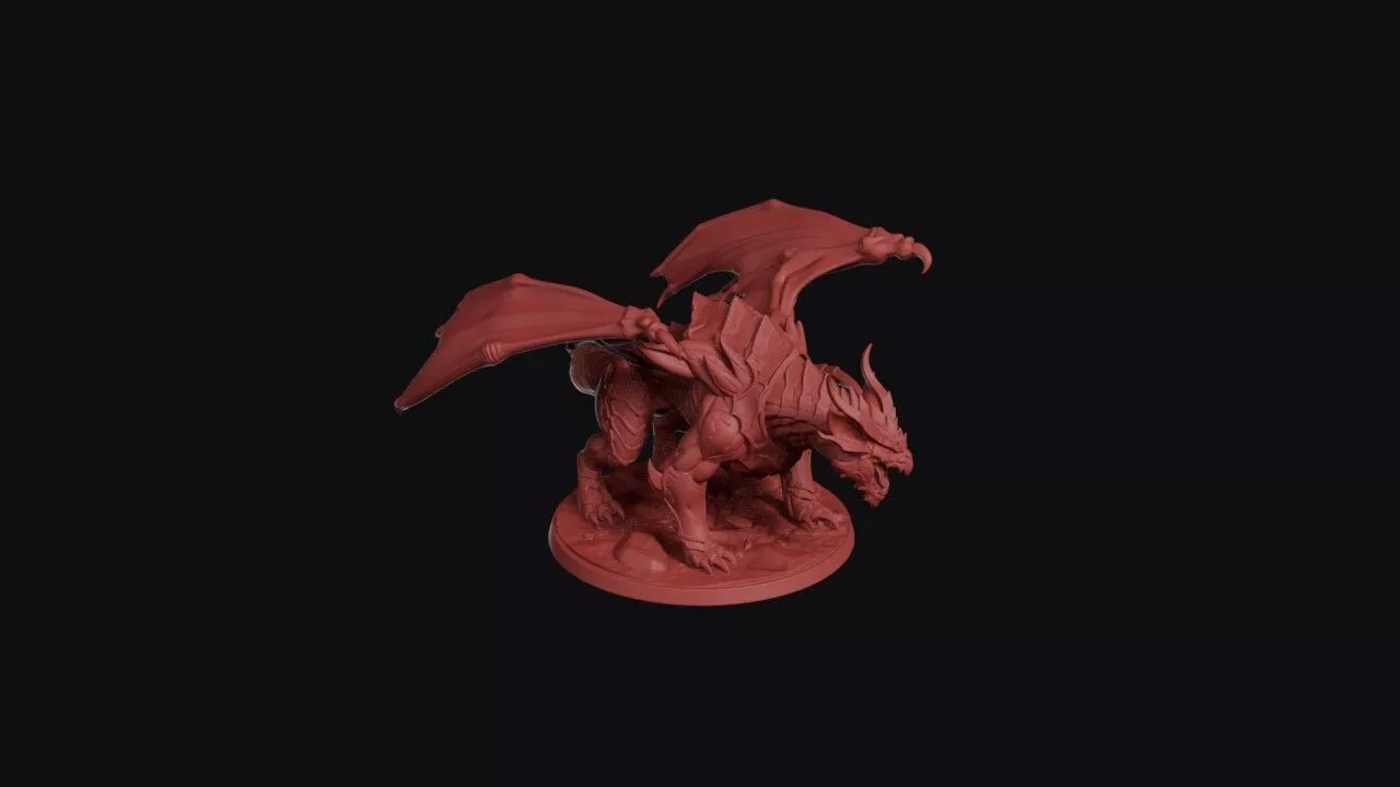 Armored Winged Dragon Beast Miniature 3D print model