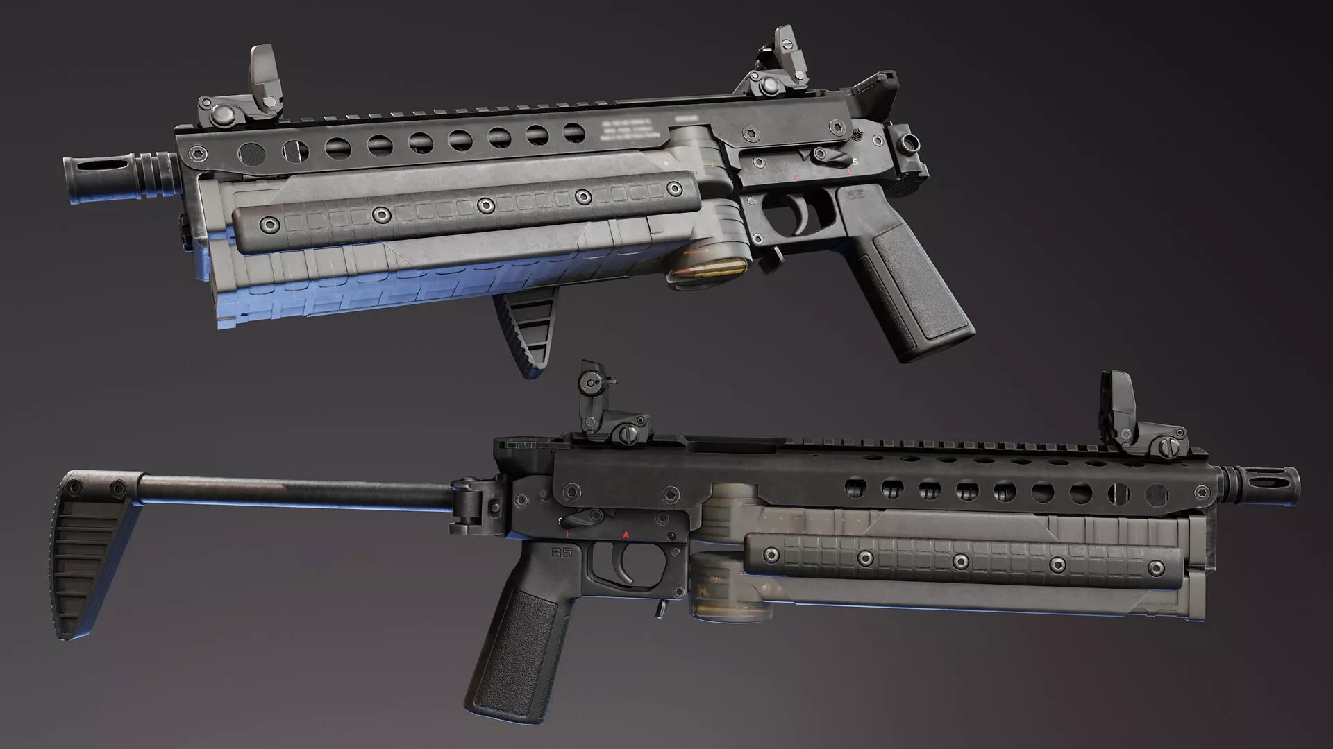 KP50 SMG Low-poly 3D model