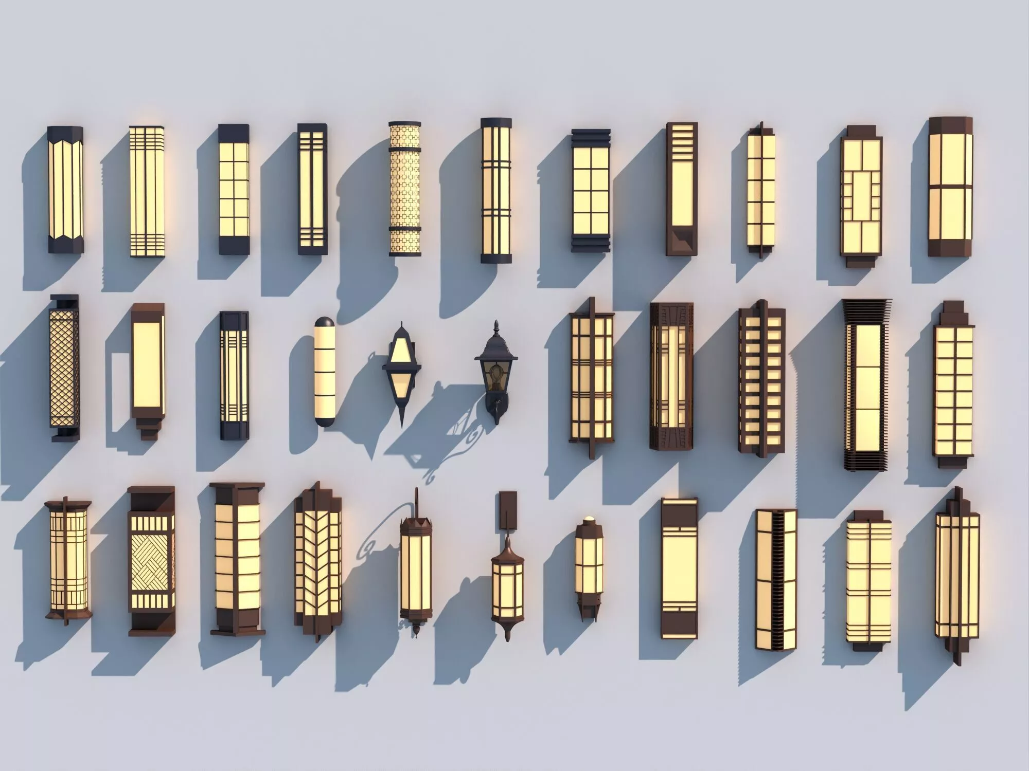 Modern Chinese Asian Outdoor Wall Sconce Light Collection 3D model