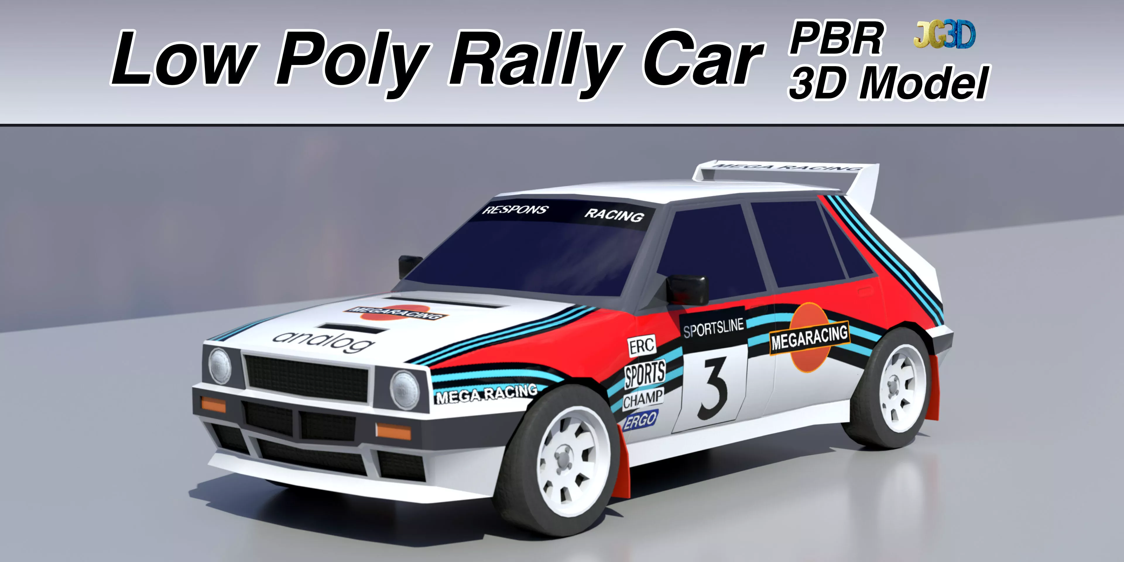 Low Poly Rally Car- PBR 3D Model Low-poly 3D model