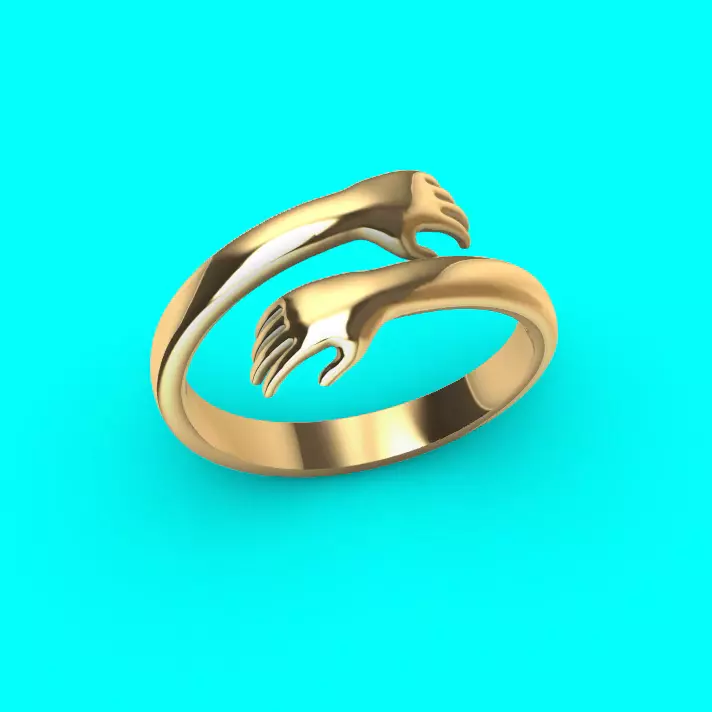 Adjustable Style Hugging Hands Bypass Ring 3D print model