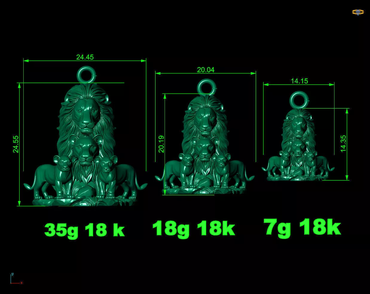 Lion Pride Family Pendants 3 Sizes Available 3D print model