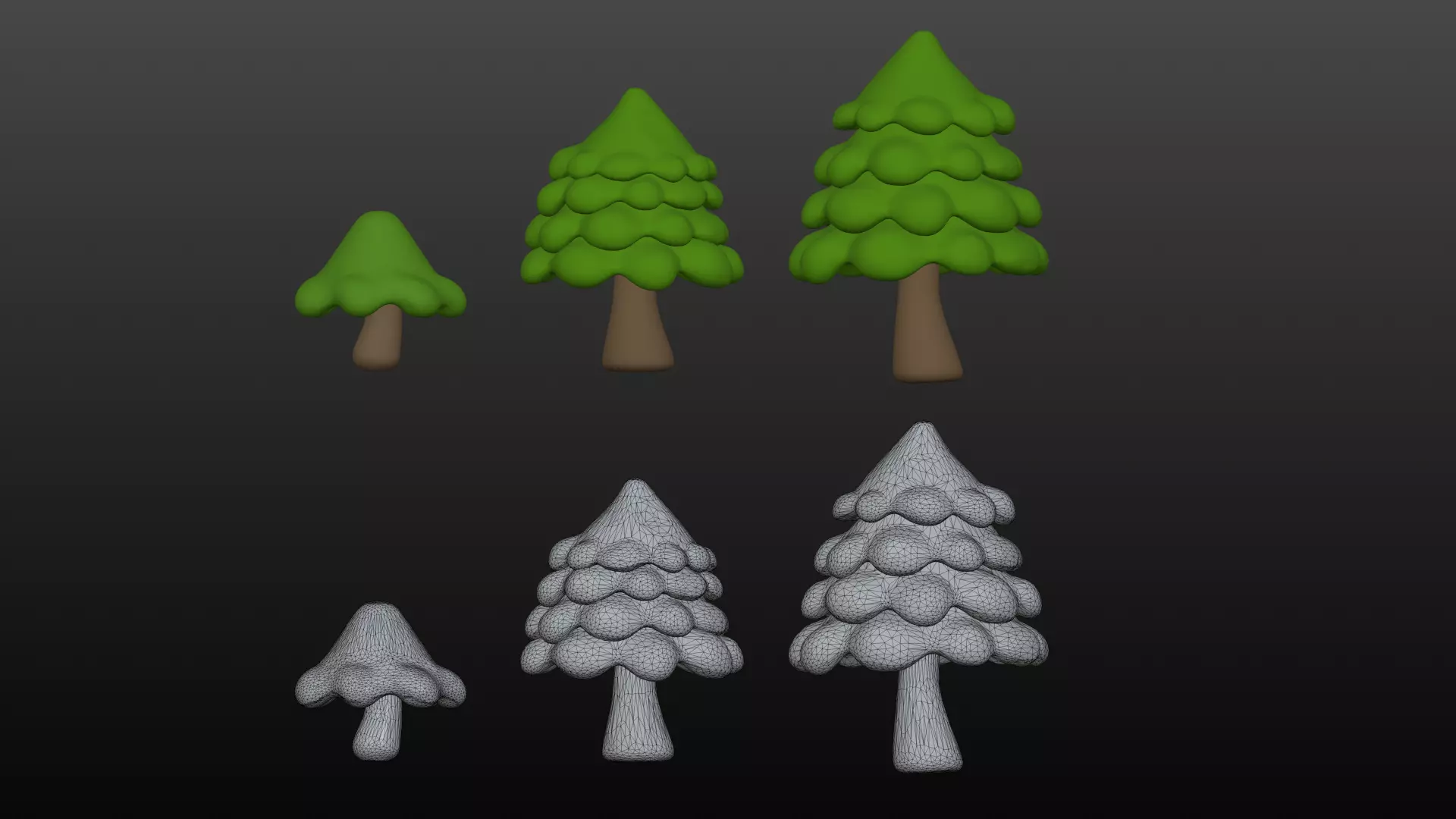 Pine Tree Cartoon Low-poly 3D model