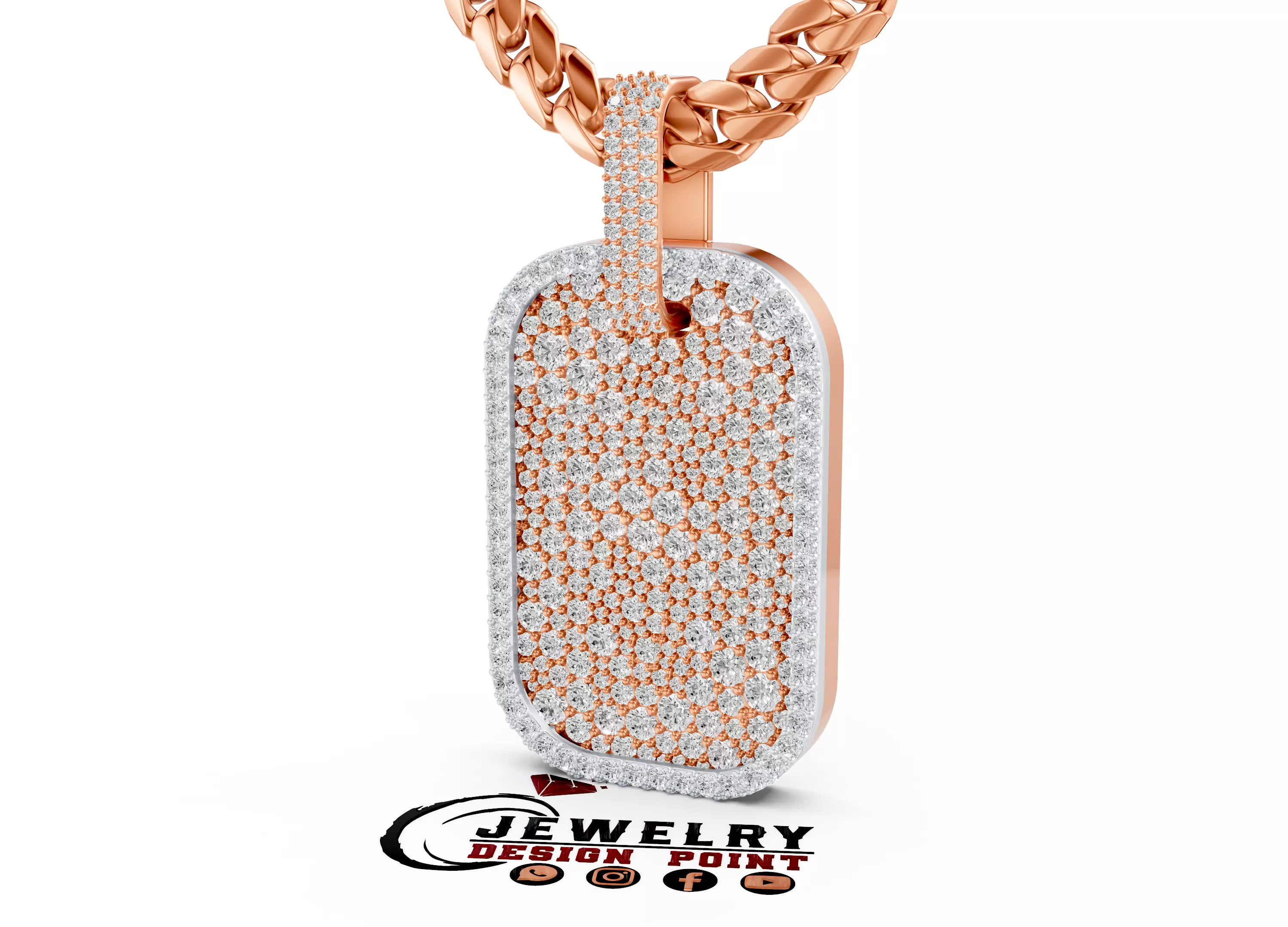 Custom Dog Tag Mosaic Pendant - Full Iced Out Diamond Charm 3D print model