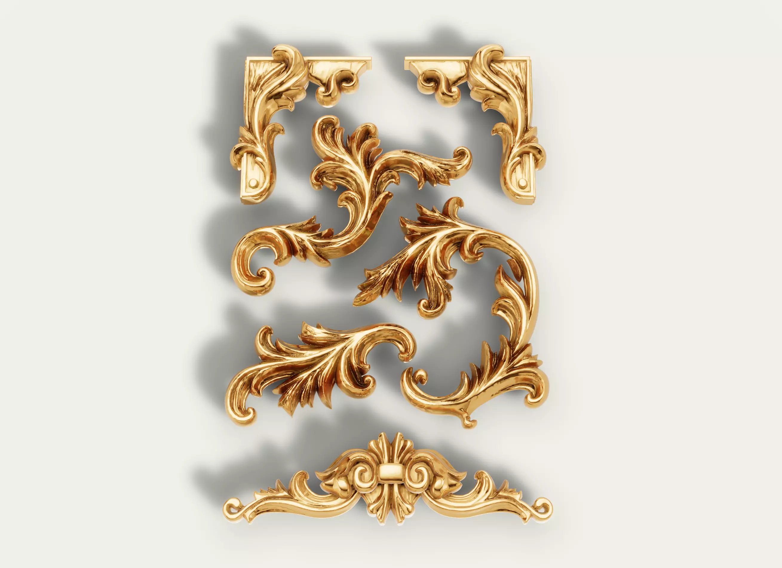 Filigree Baroque Scroll Elements Bundle 3D print model