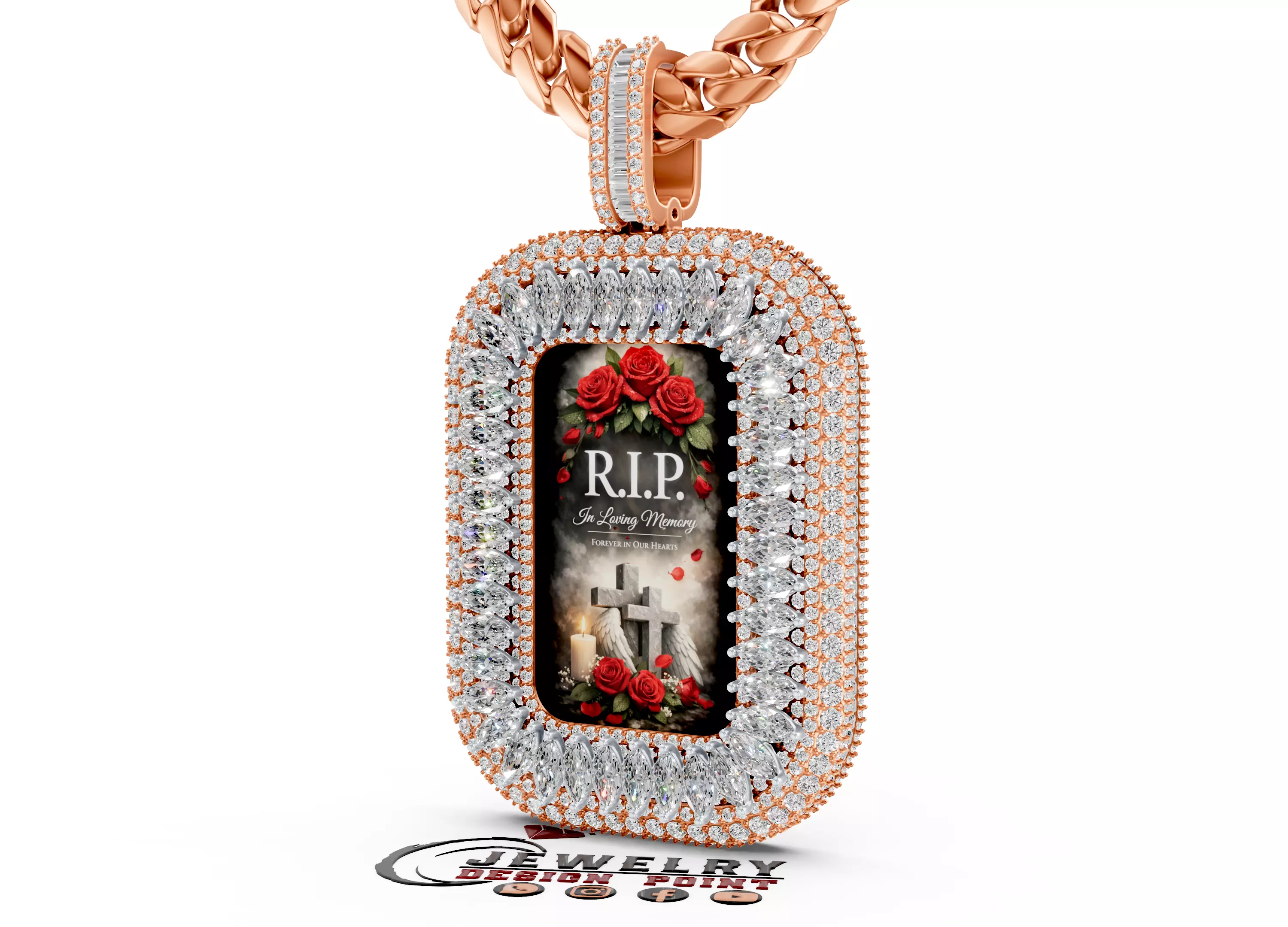 Custom Rectangle Solitaire Memory Pendant - Picture Necklace 3D print model