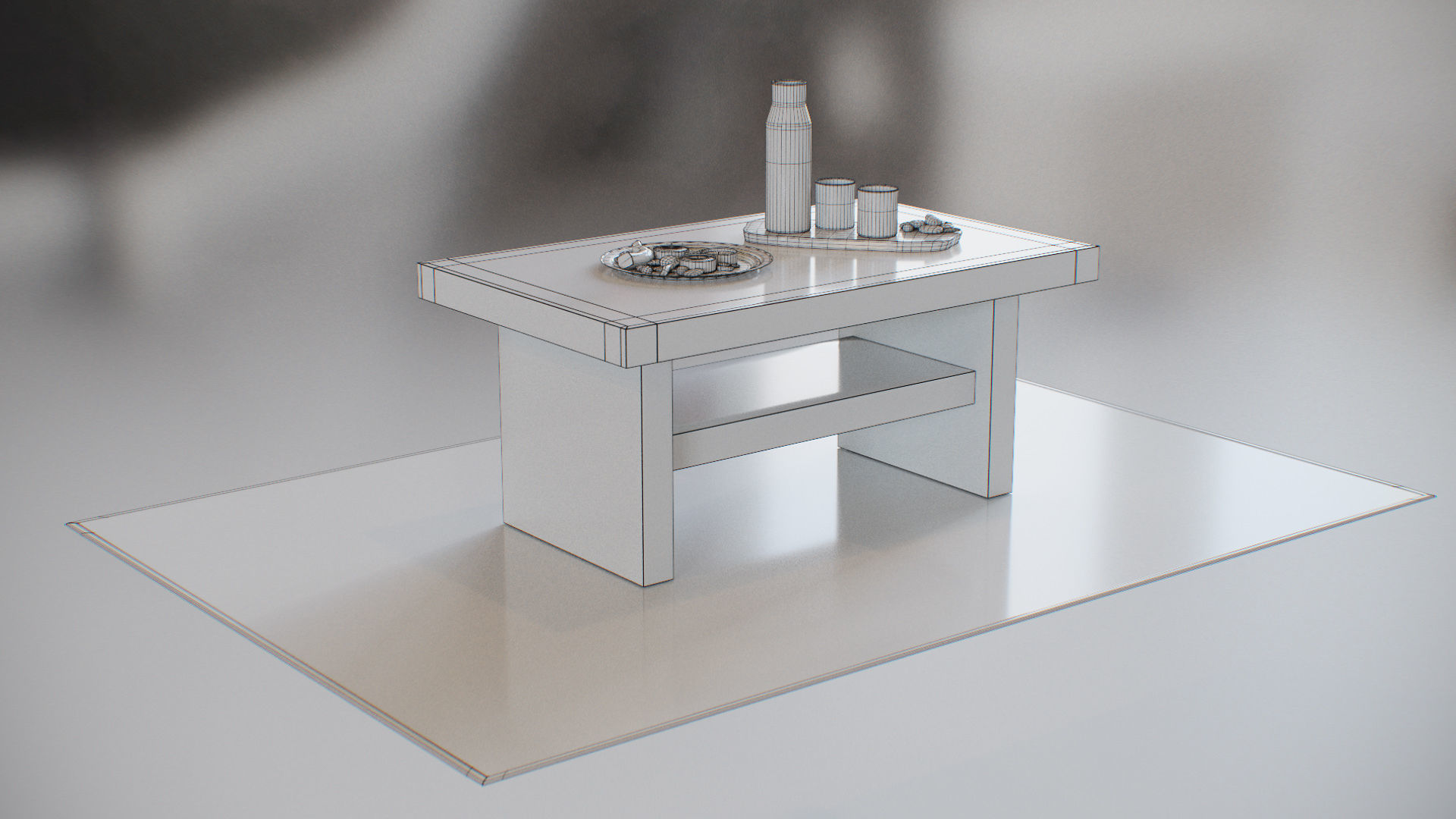 Table Wooden Living Room - Fully Decorated PBR Scene Low-poly 3D model_19