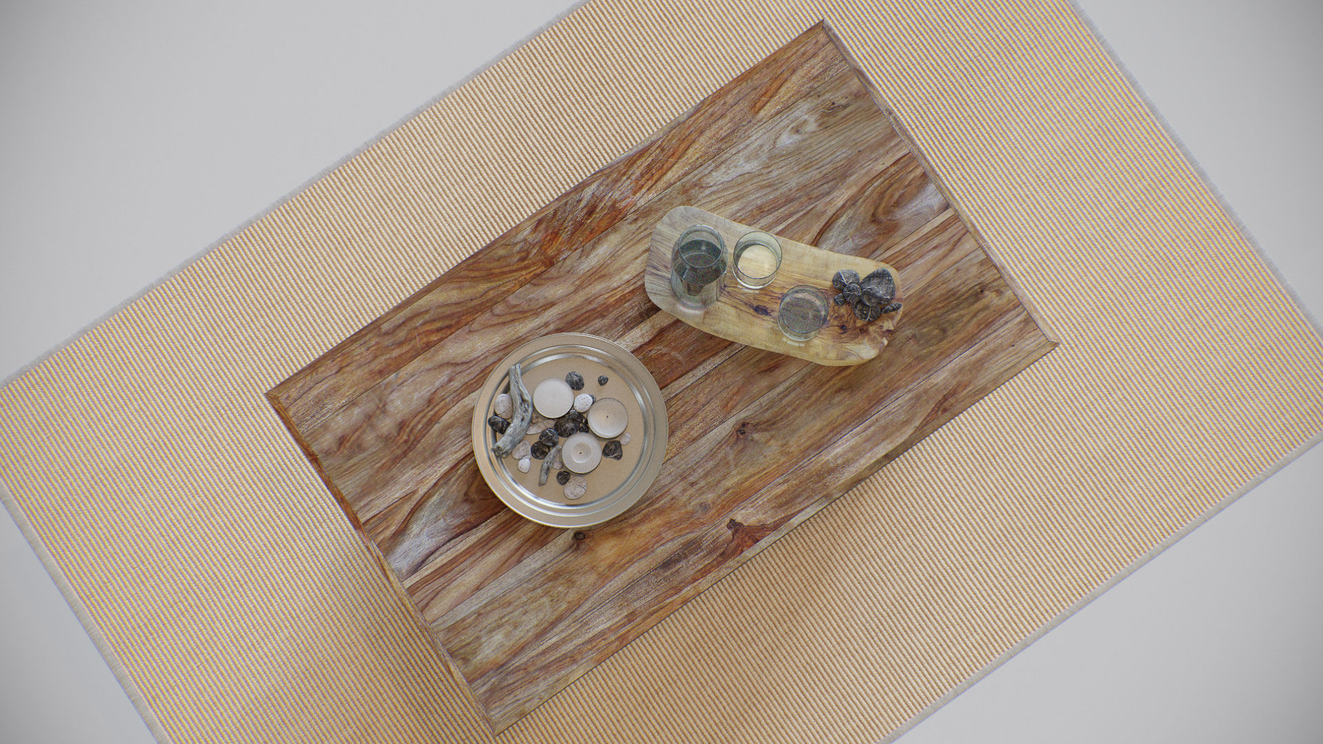 Table Wooden Living Room - Fully Decorated PBR Scene Low-poly 3D model_5
