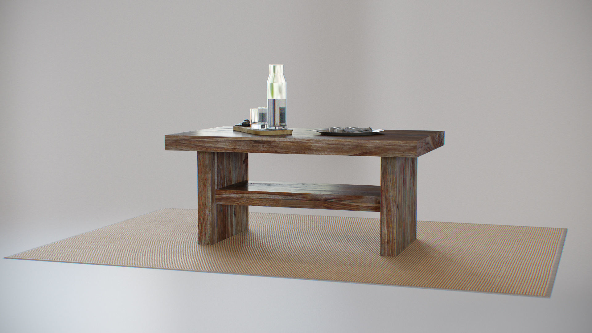 Table Wooden Living Room - Fully Decorated PBR Scene Low-poly 3D model_22