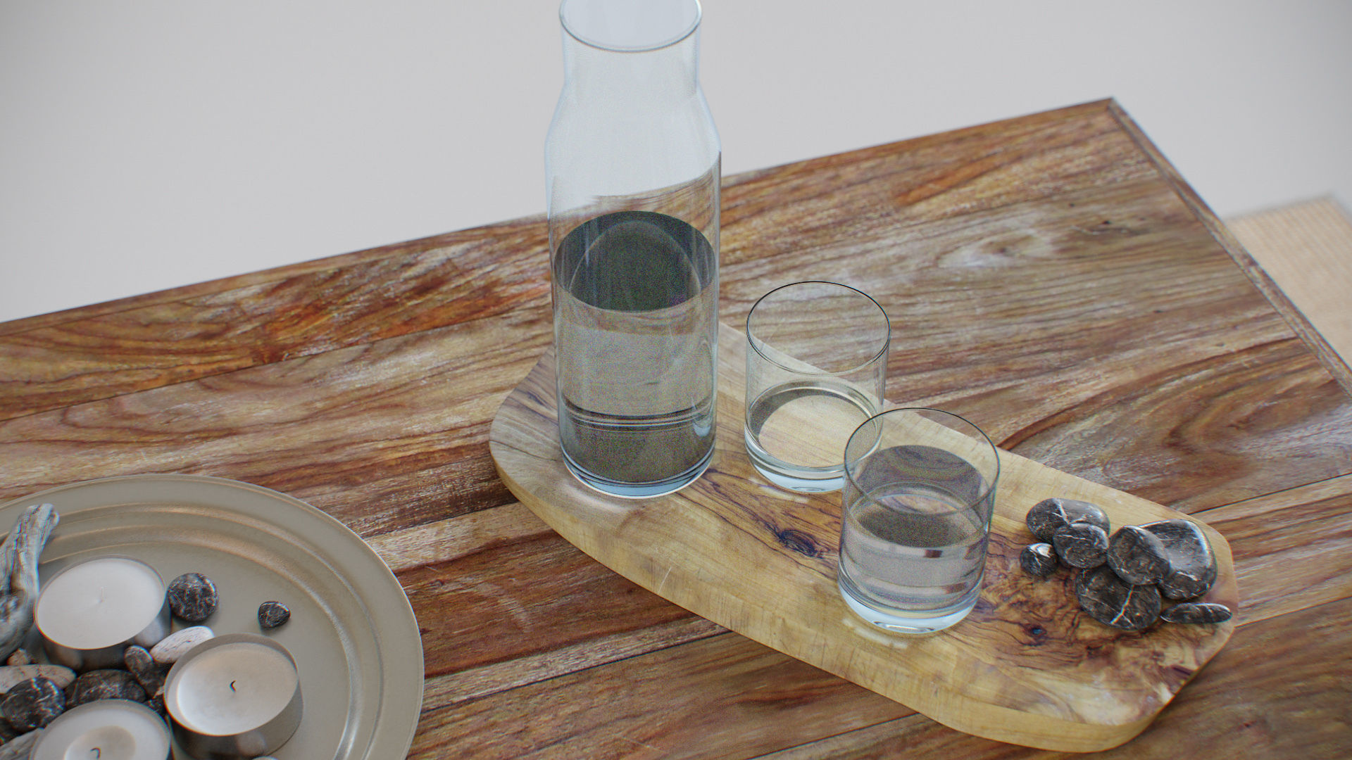 Table Wooden Living Room - Fully Decorated PBR Scene Low-poly 3D model_12
