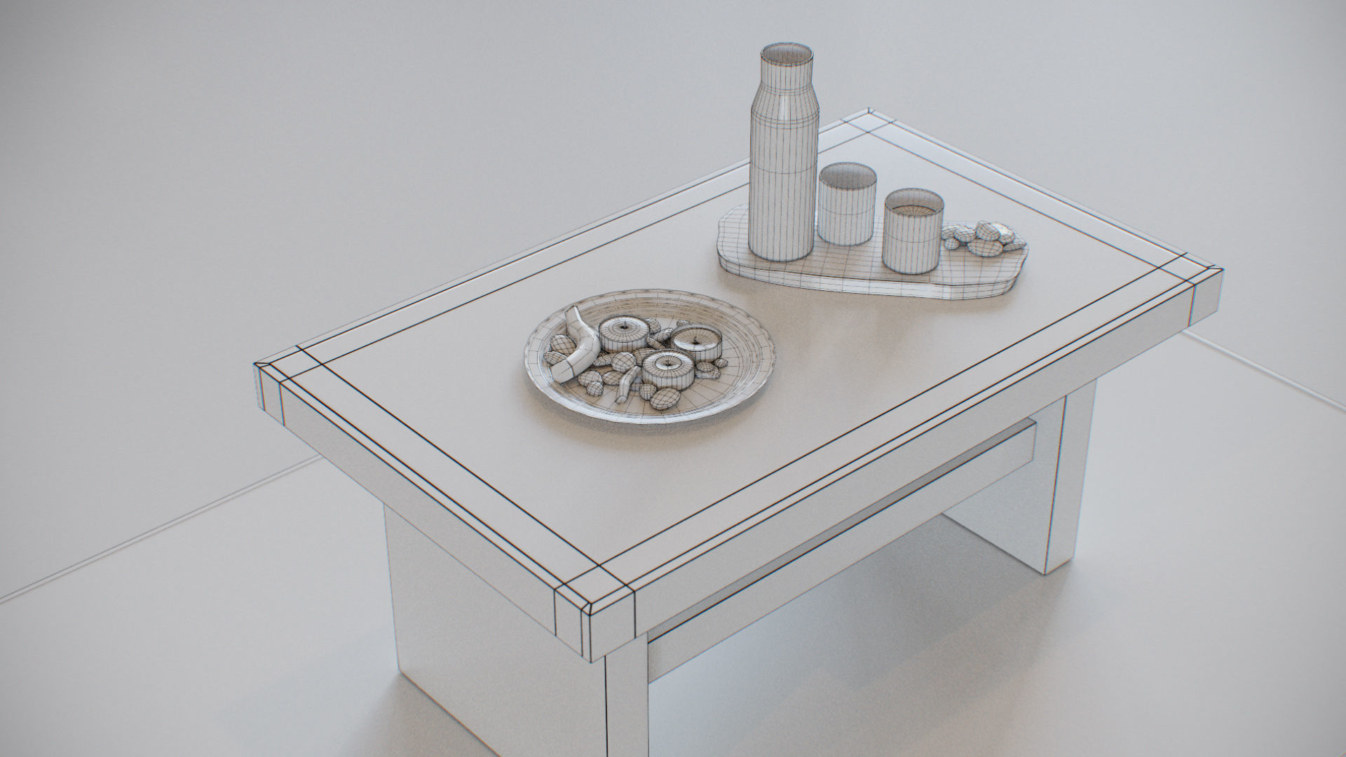 Table Wooden Living Room - Fully Decorated PBR Scene Low-poly 3D model_18