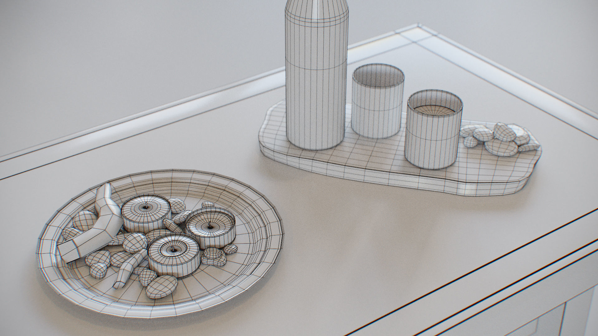 Table Wooden Living Room - Fully Decorated PBR Scene Low-poly 3D model_15