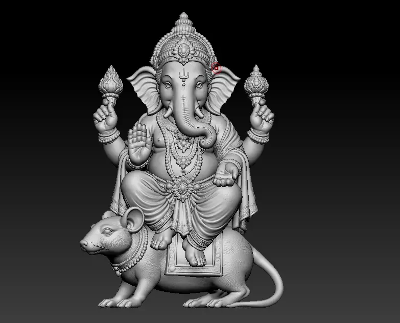 ganesh with rat statue 3d model 3D print model