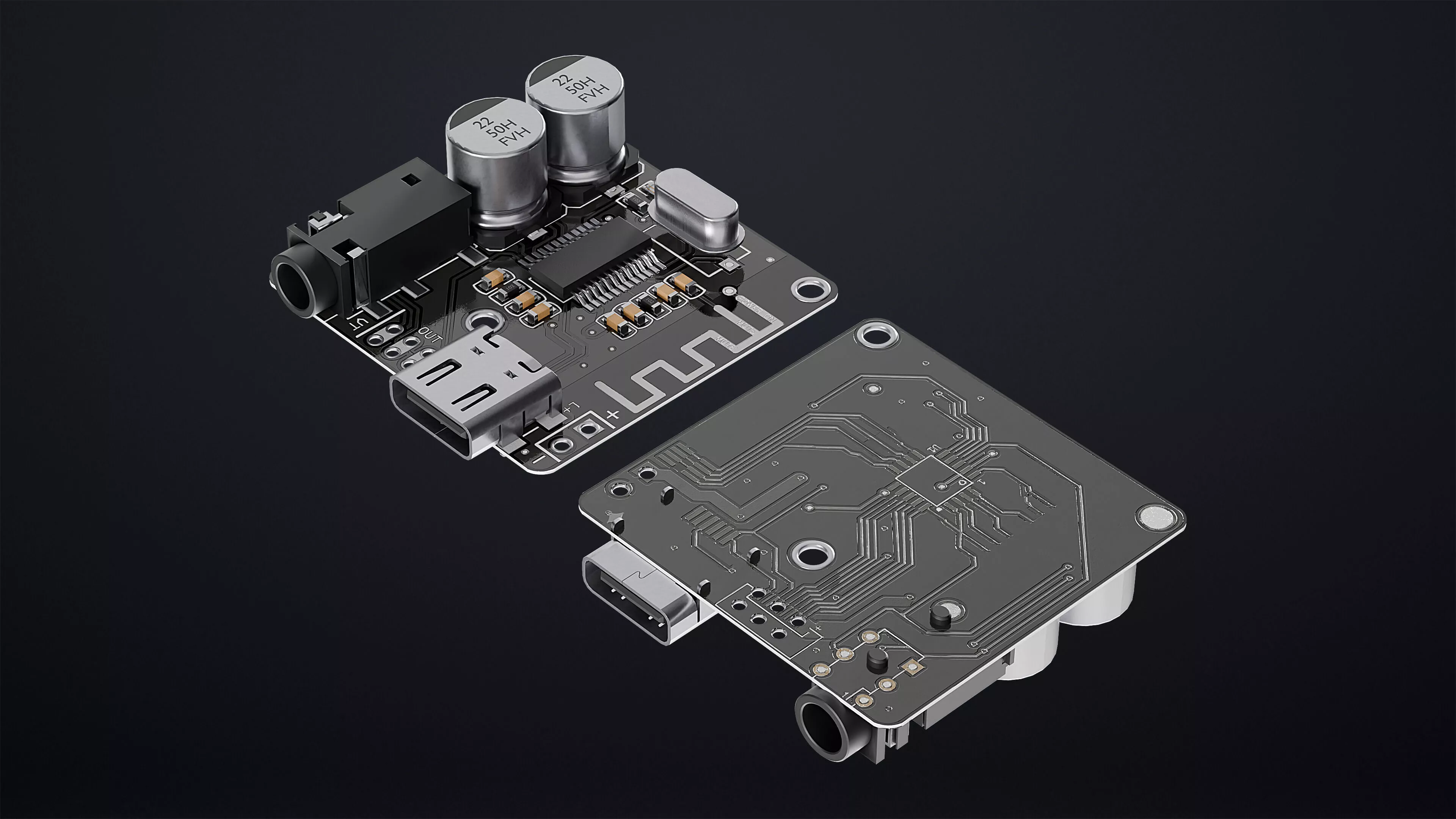 VHM 314 Bluetooth MP3 Audio Decoder Board Wireless Audio Module 3D model