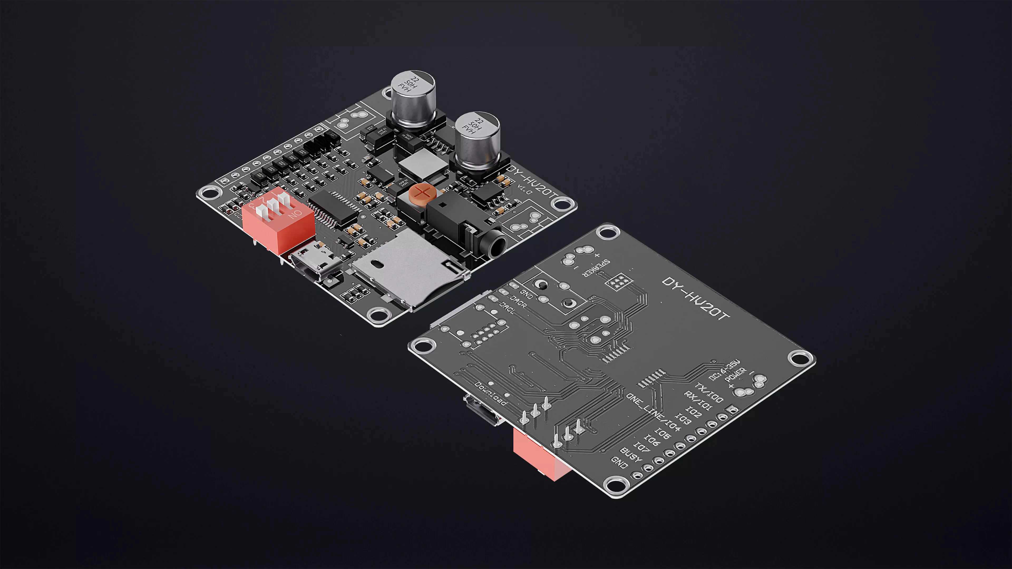 DY HV20T MP3 Voice Music Player Audio Module 3D model