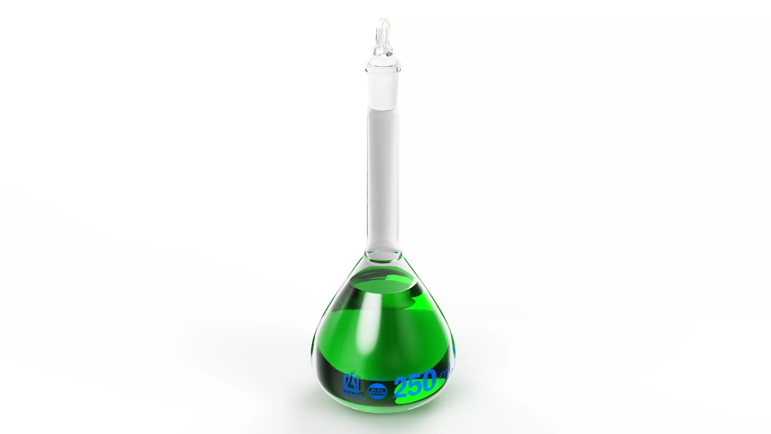 Medical Flask 250ml Filled with Green Liquor 3D model