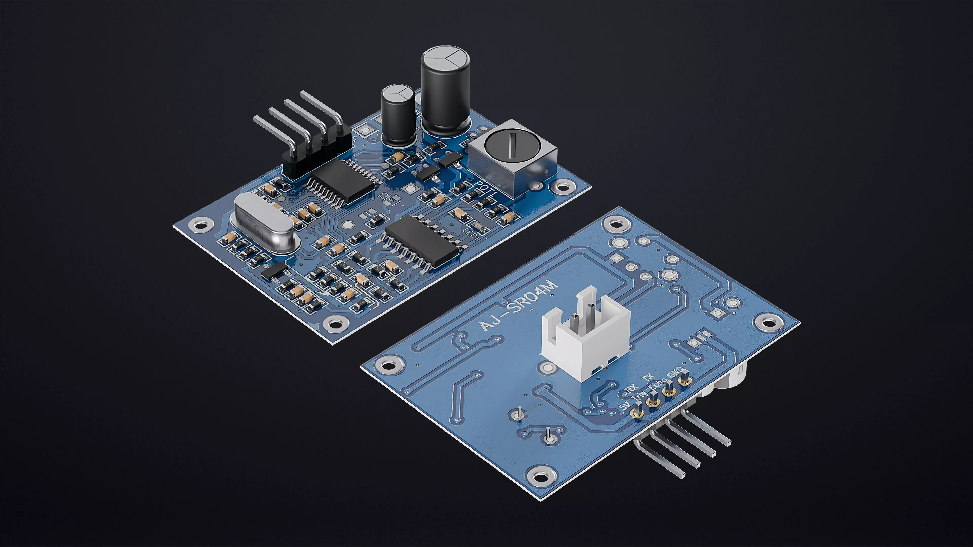 Waterproof Ultrasonic Obstacle Detection Sensor Module 3D model
