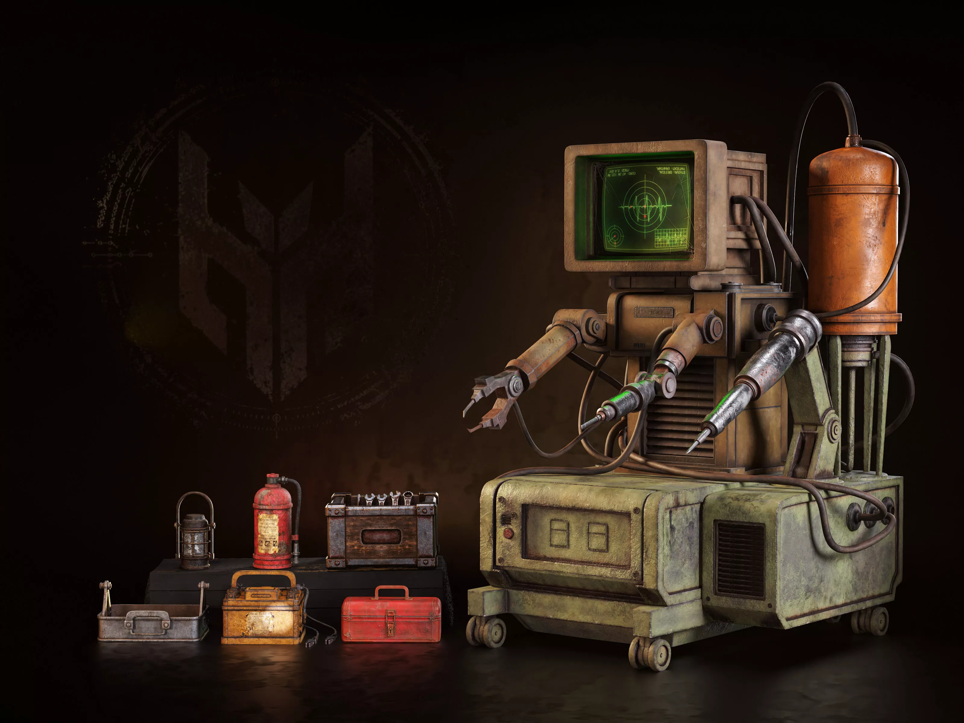 RetroRepairRobot-GameReady Low-poly 3D model