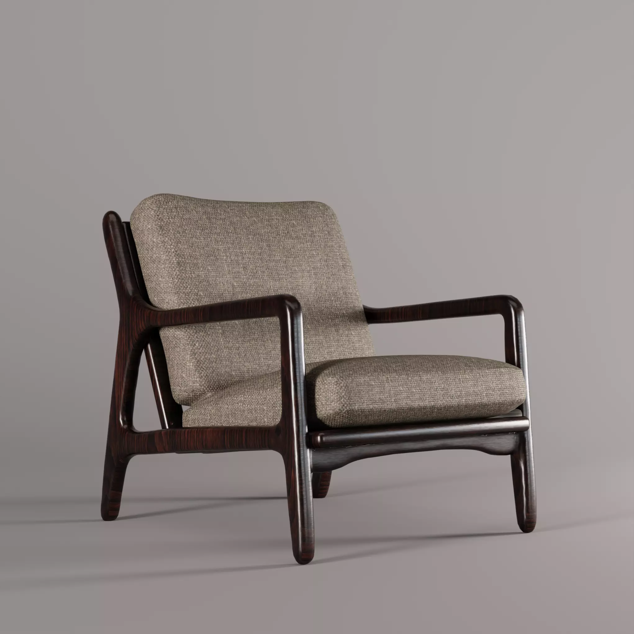 Nordic Oak and Linen Lounge Chair 3D model