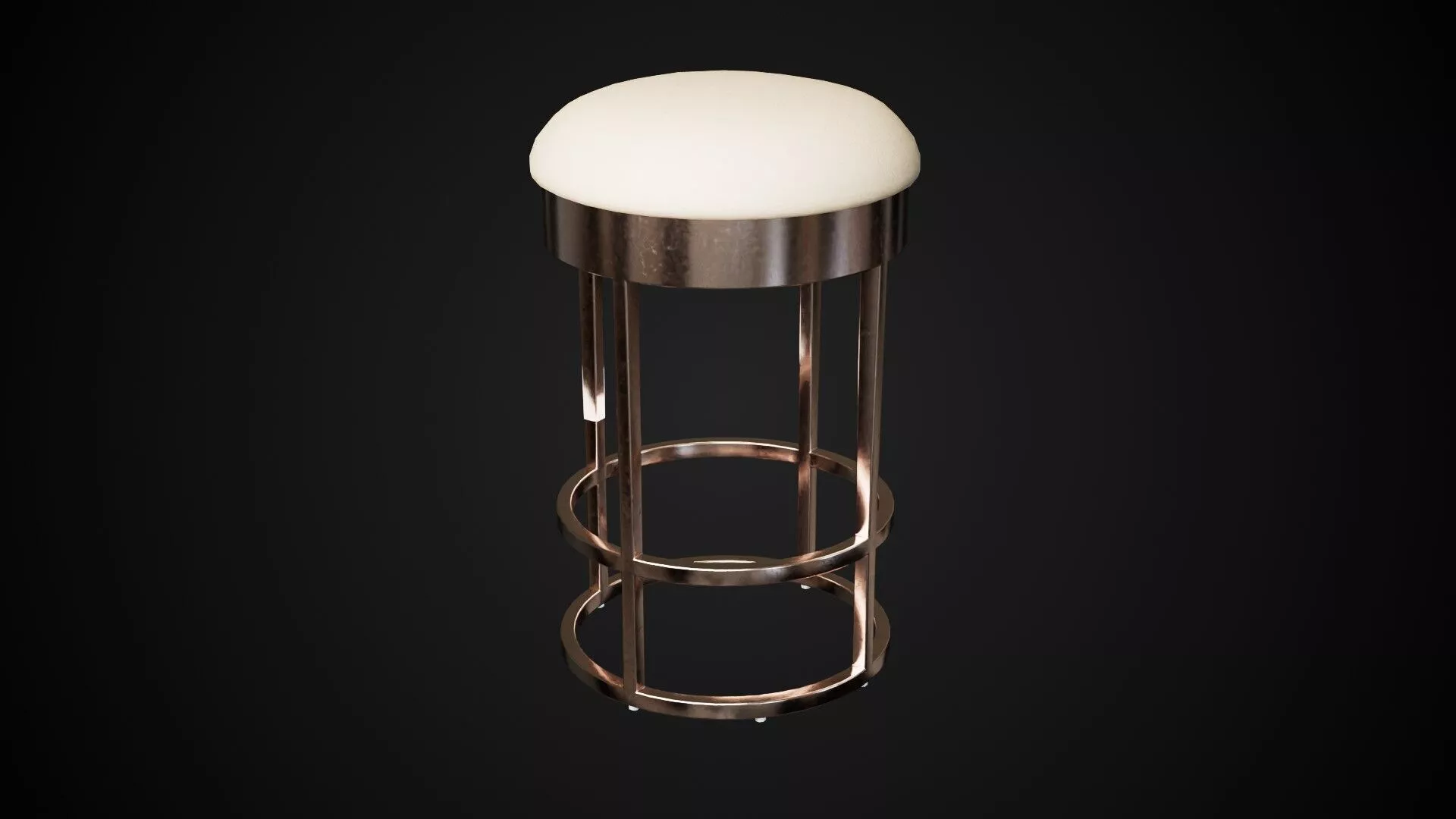 Upholstered Diner Stool Low-poly 3D model