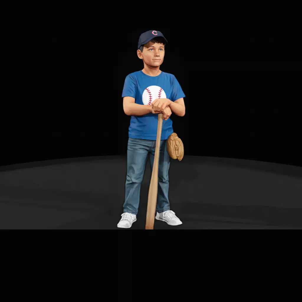 1950s Sandlot Baseball Player Leaning on Bat 3D print model
