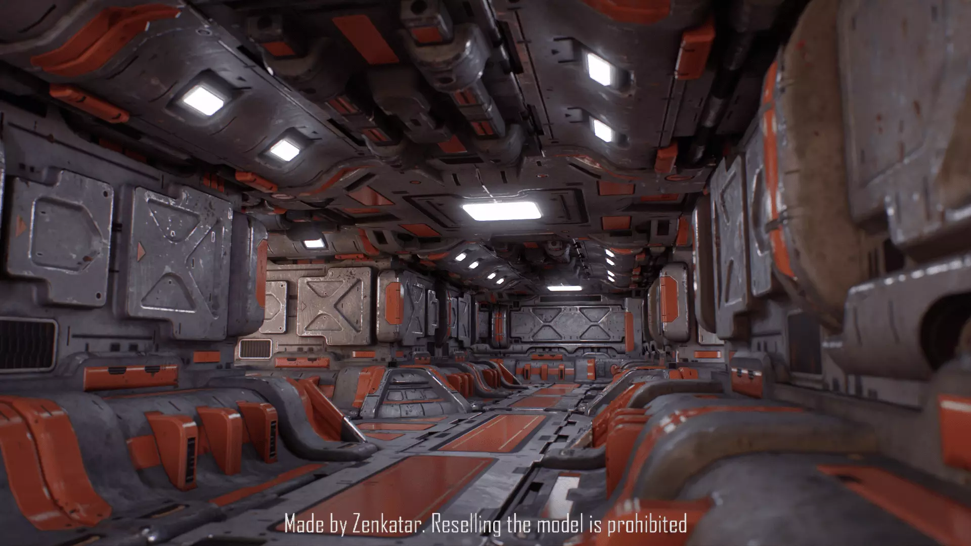 Sci-Fi lowpoly modular rusty hallway Low-poly 3D model