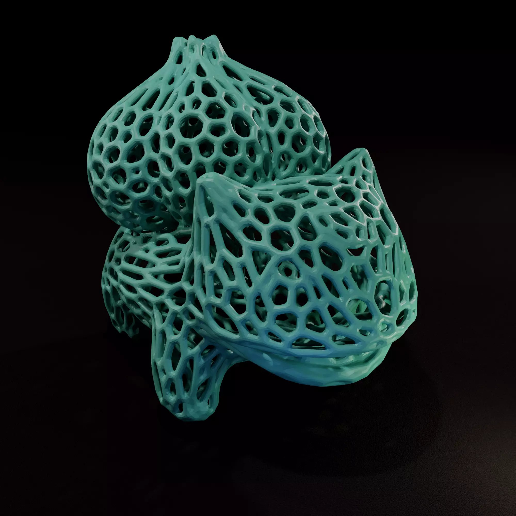 Voronoi Bulbasaur Geometric Grass Companion Sculpture 3D print model