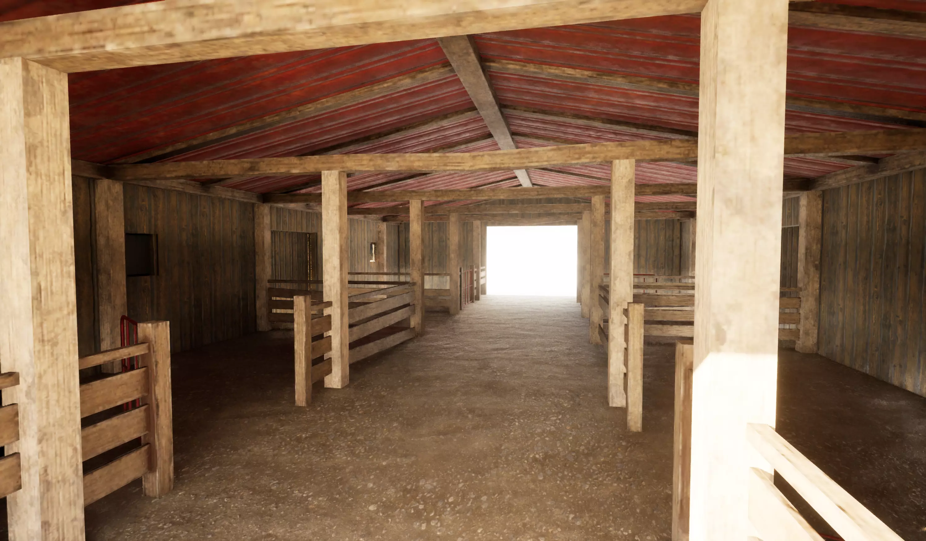 Old farm game location Low-poly 3D model