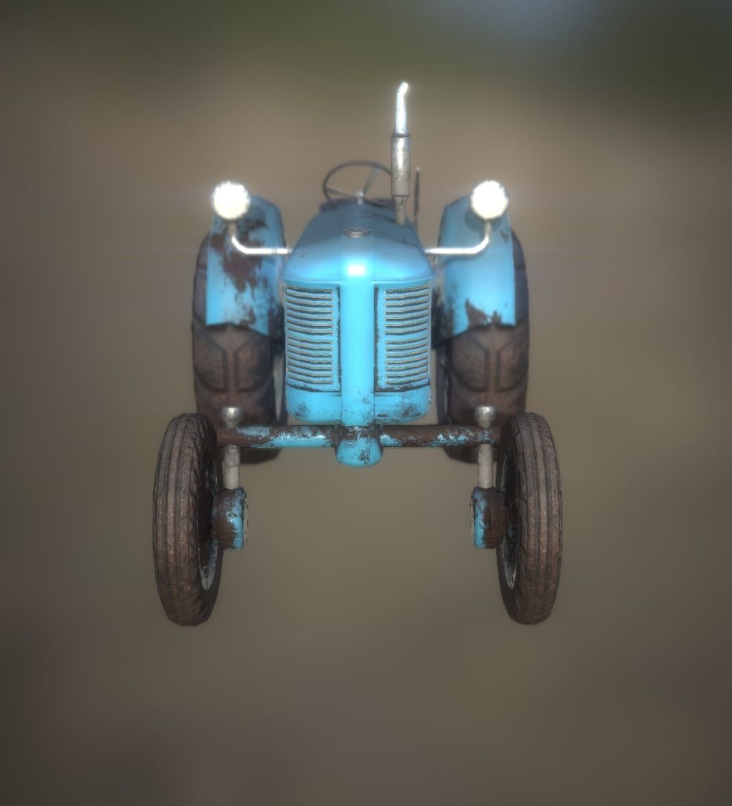 Old Tractor Game Ready Low Poly Low-poly 3D model_5