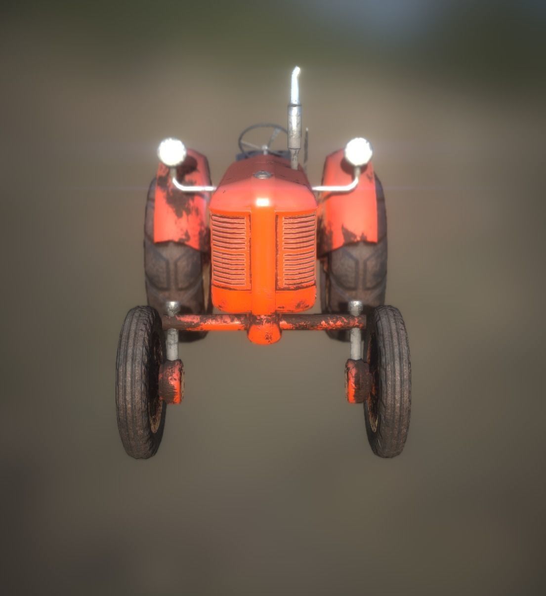 Old Tractor Game Ready Low Poly Low-poly 3D model_3