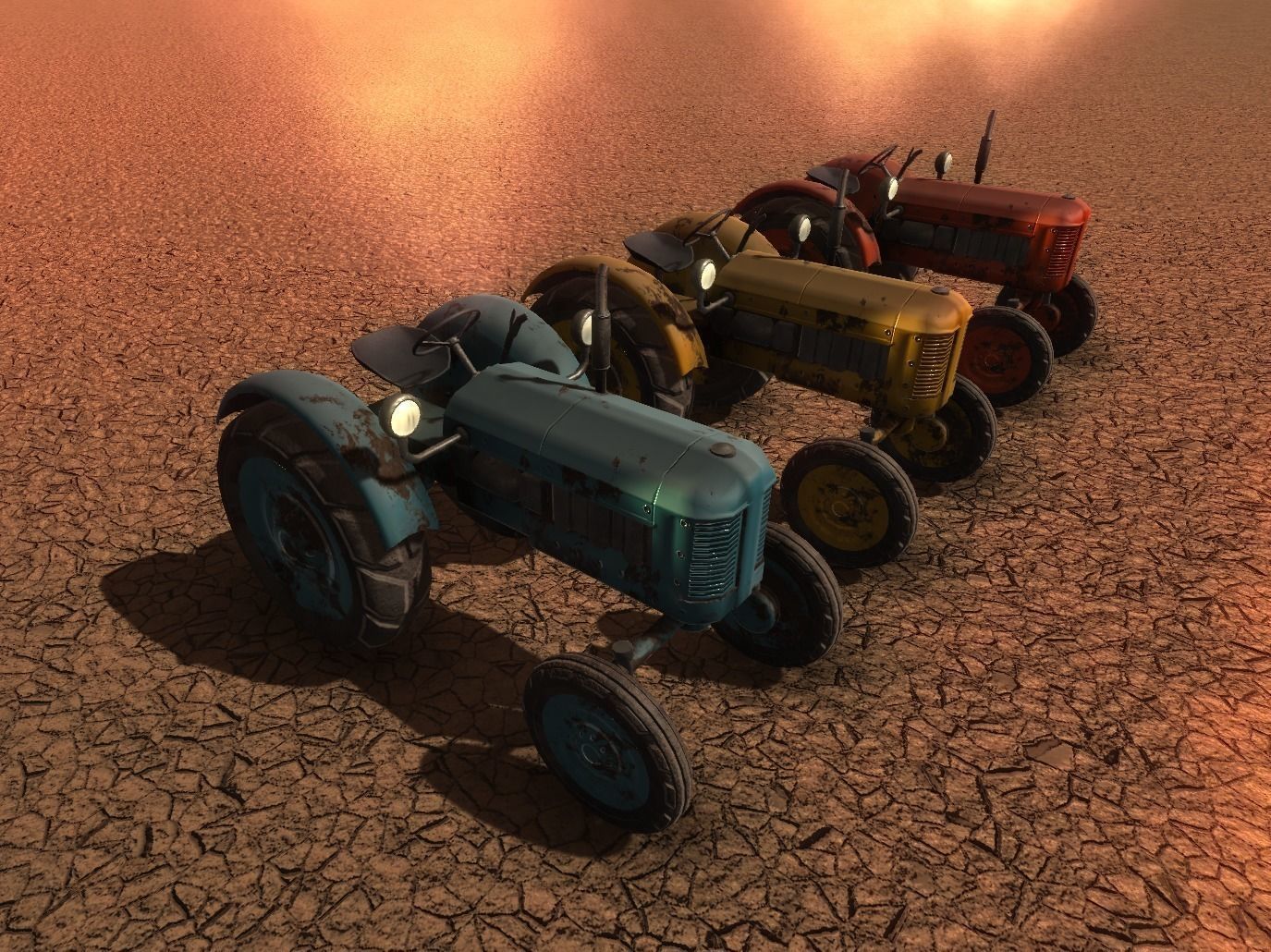 Old Tractor Game Ready Low Poly Low-poly 3D model_14