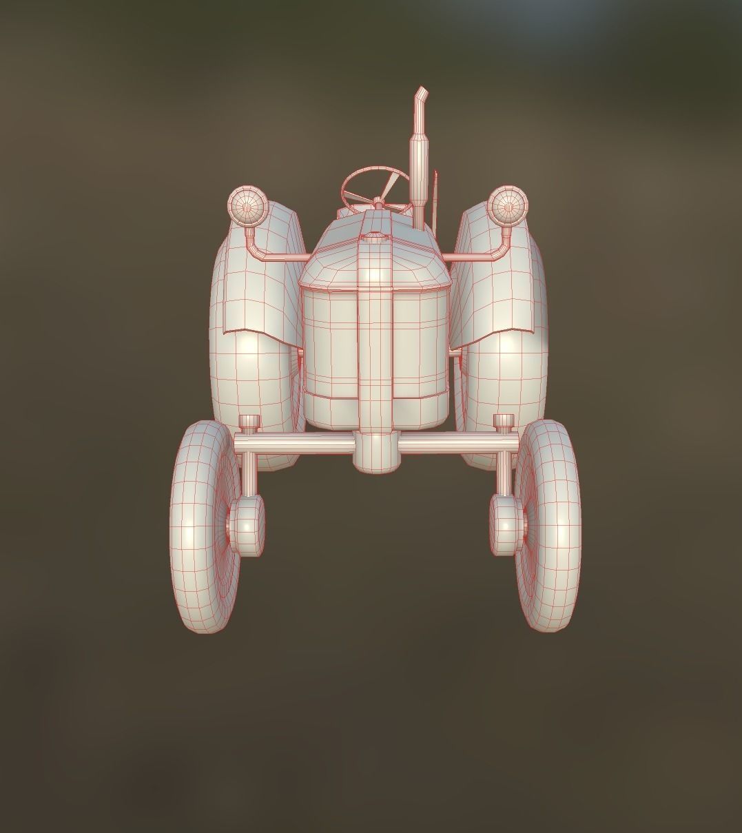 Old Tractor Game Ready Low Poly Low-poly 3D model_6