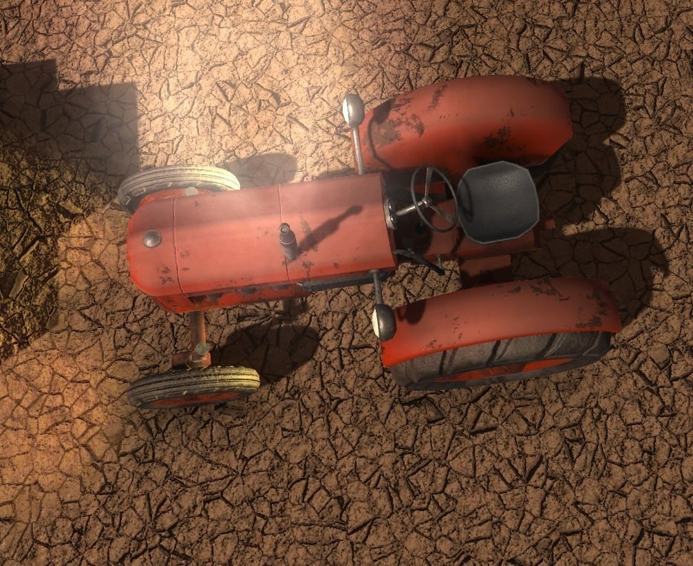 Old Tractor Game Ready Low Poly Low-poly 3D model_7