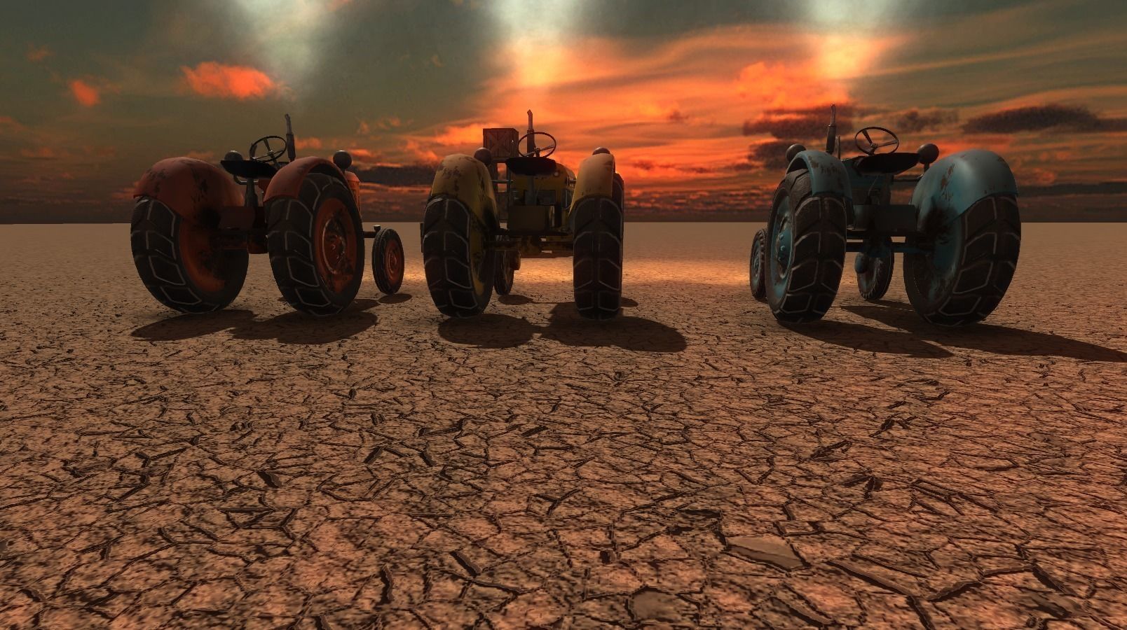 Old Tractor Game Ready Low Poly Low-poly 3D model_15