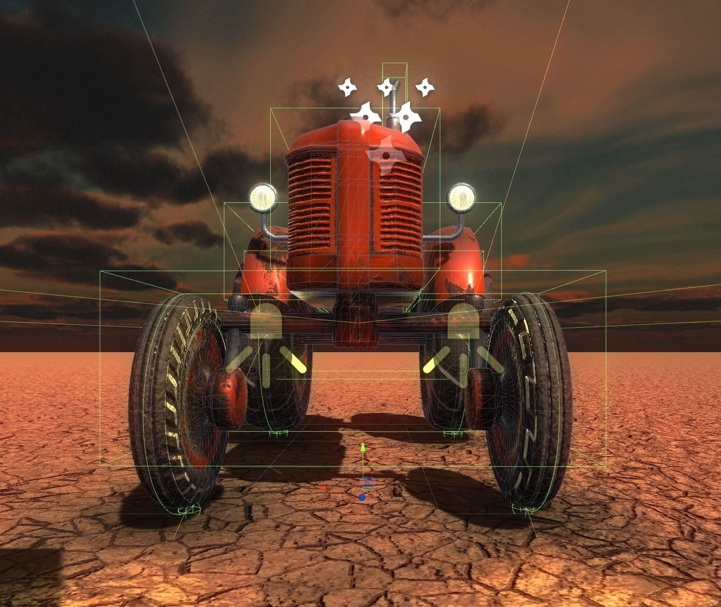 Old Tractor Game Ready Low Poly Low-poly 3D model_10