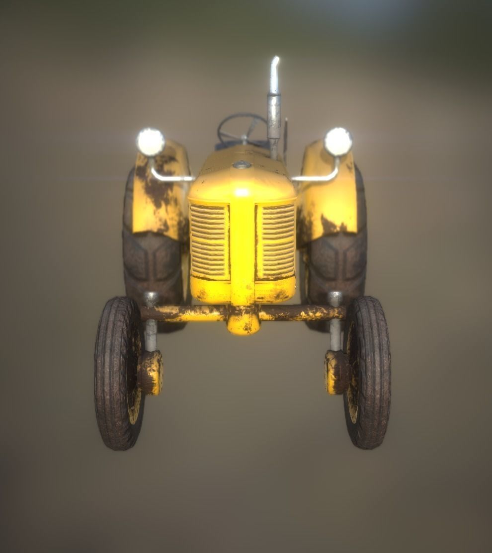 Old Tractor Game Ready Low Poly Low-poly 3D model_4