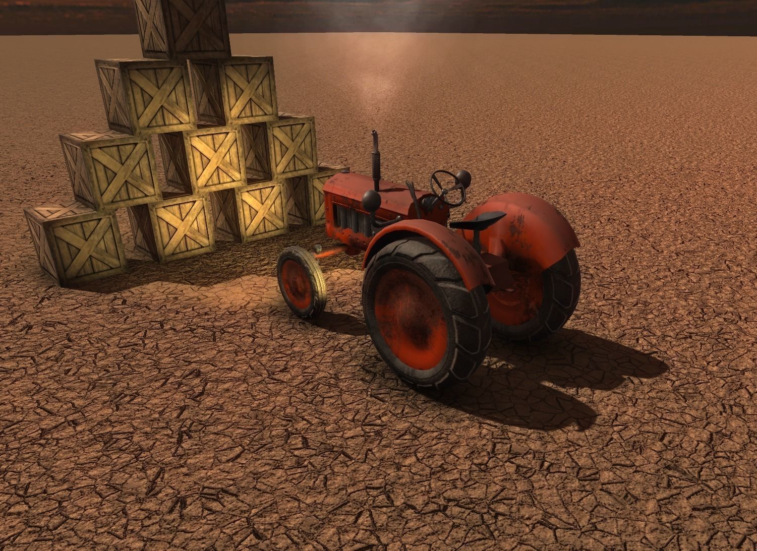 Old Tractor Game Ready Low Poly Low-poly 3D model_11