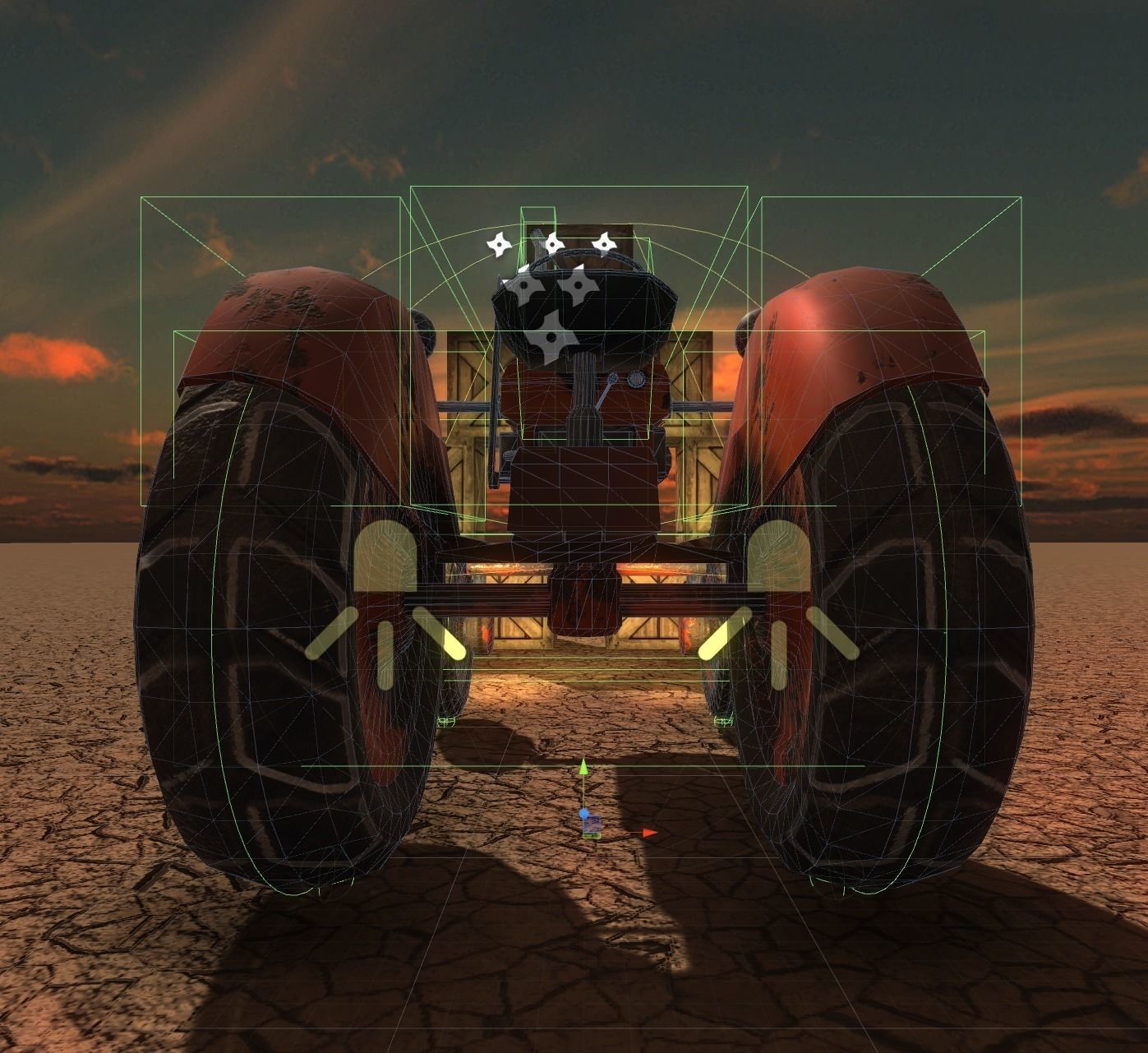 Old Tractor Game Ready Low Poly Low-poly 3D model_9